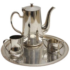 1990s NYC Waldorf Astoria Hotel Four Piece Silver Plated Tea Set