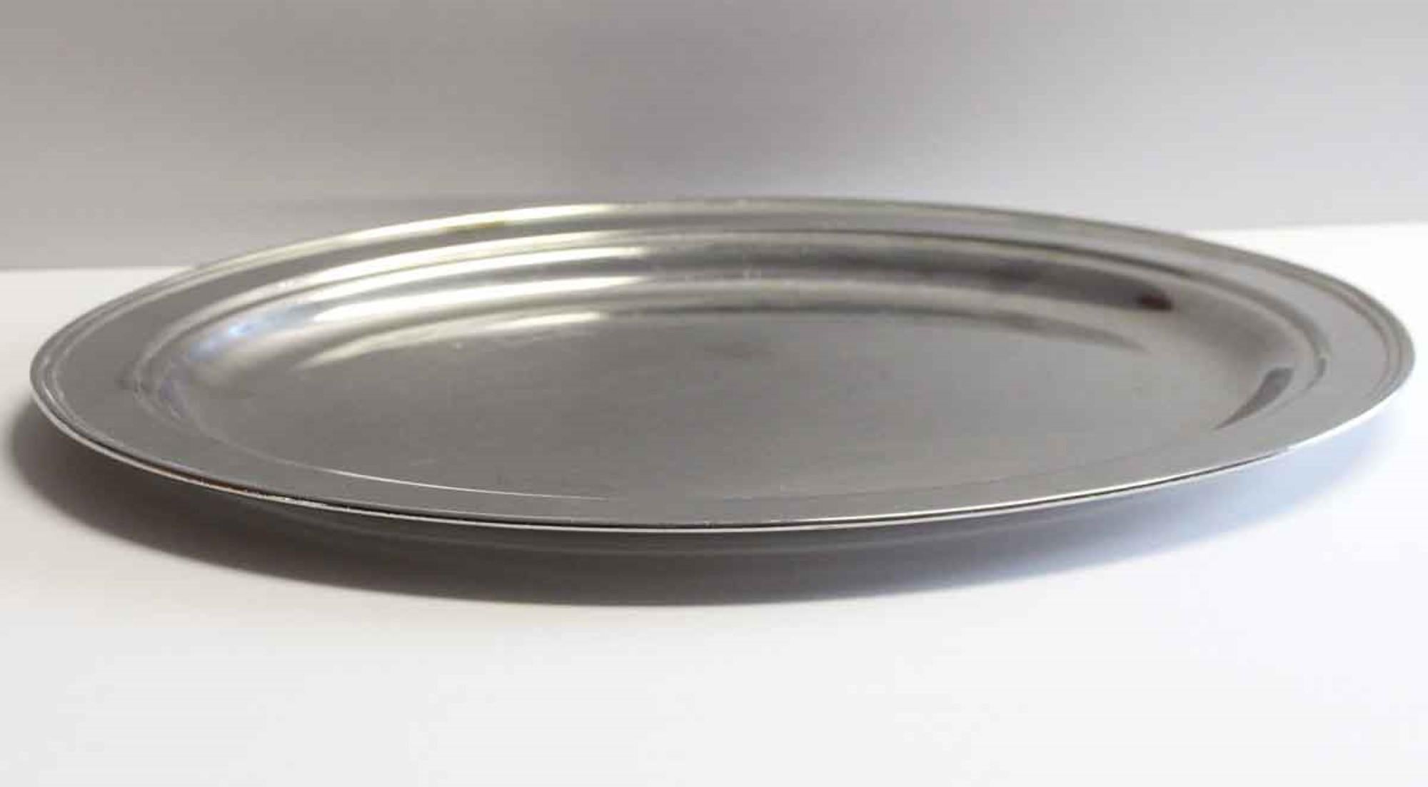 Late 20th Century 1990s NYC Waldorf Astoria Hotel Oval Stainless Steel Tray