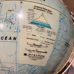 1990s Nystrom Sculptural Raised Relief World Globe