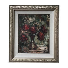 1990s Oil on Canvas of Floral Arrangement by B. Haas