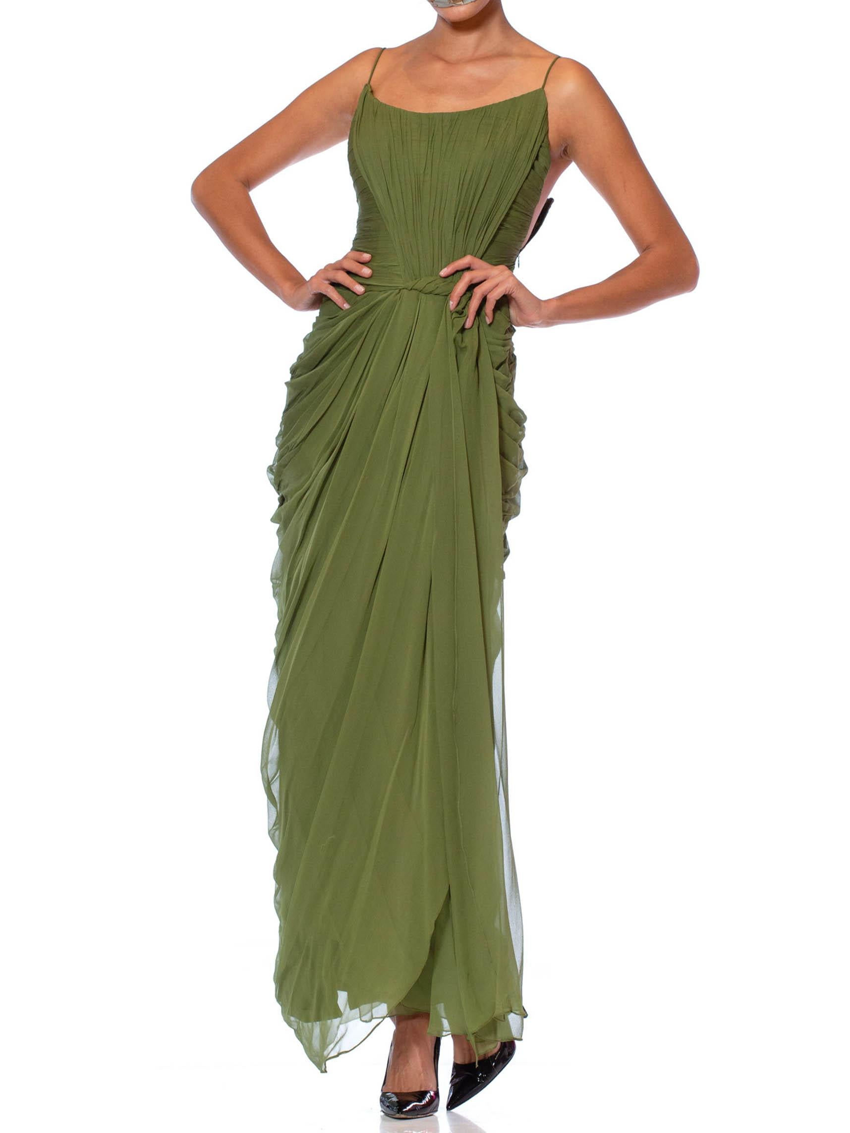 olive green evening gown