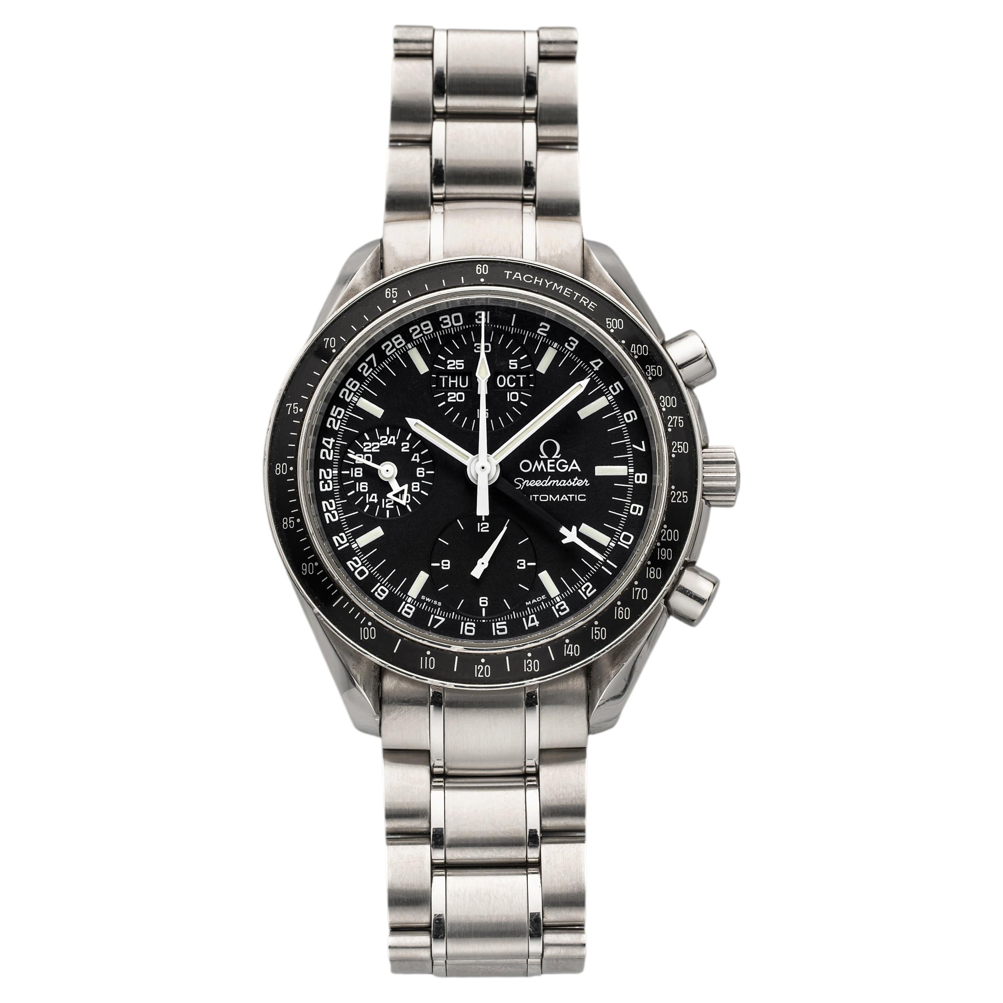 1990 Omega Speedmaster Day Date 3520.50.00 Acero inoxidable Esfera negra Automático