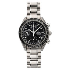 1990er Omega Speedmaster Day Date 3520.50.00 Edelstahl Schwarzes Zifferblatt Automatik