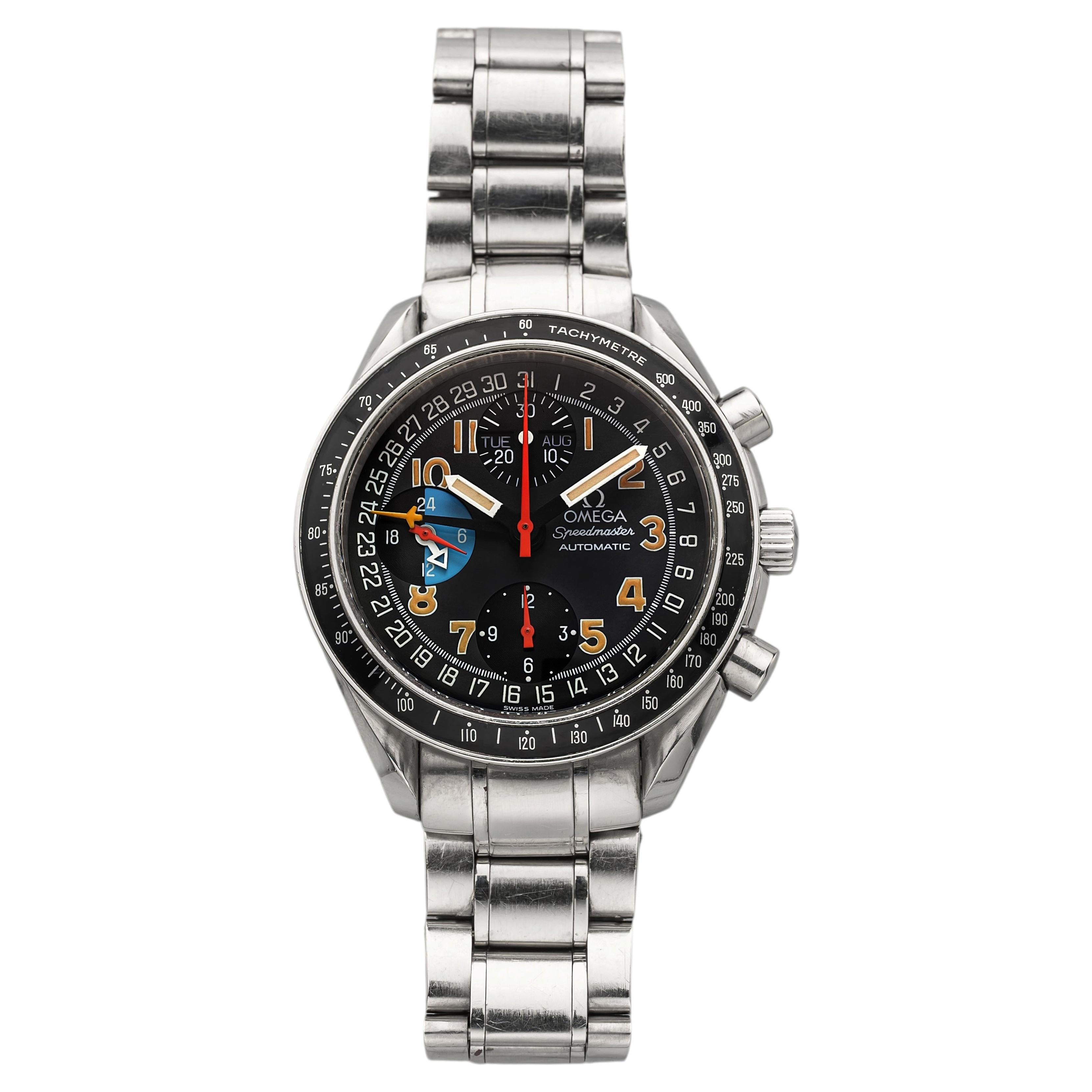 1990s Omega Speedmaster Day-Date 3520.53.00 Steel Grey Dial Automatic 39mm For Sale