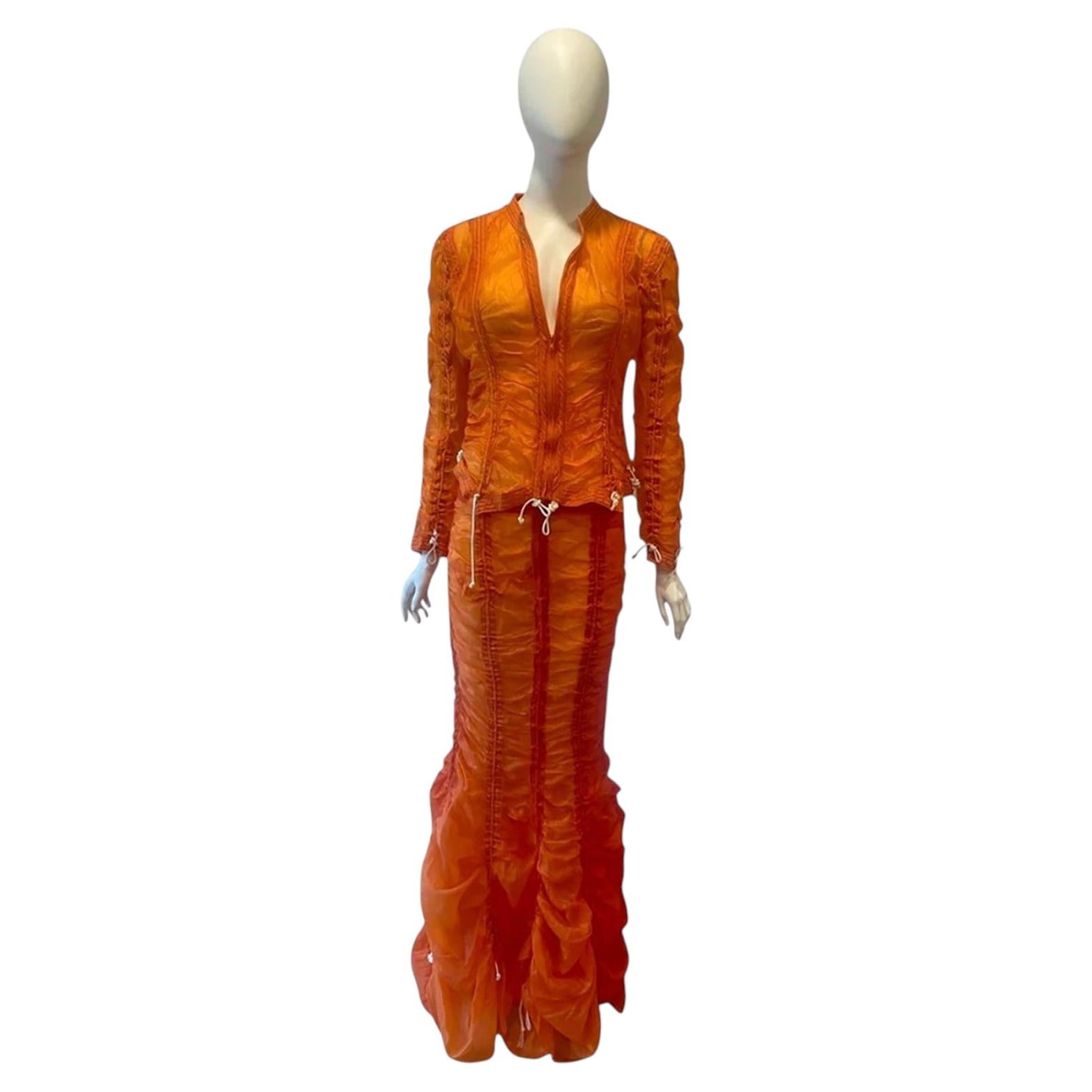 1990s OMO NORMA KAMALI vintage paracute set orange For Sale