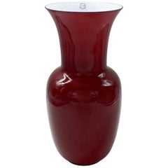 1990s Opaline Glass Vase in Red by Venini
