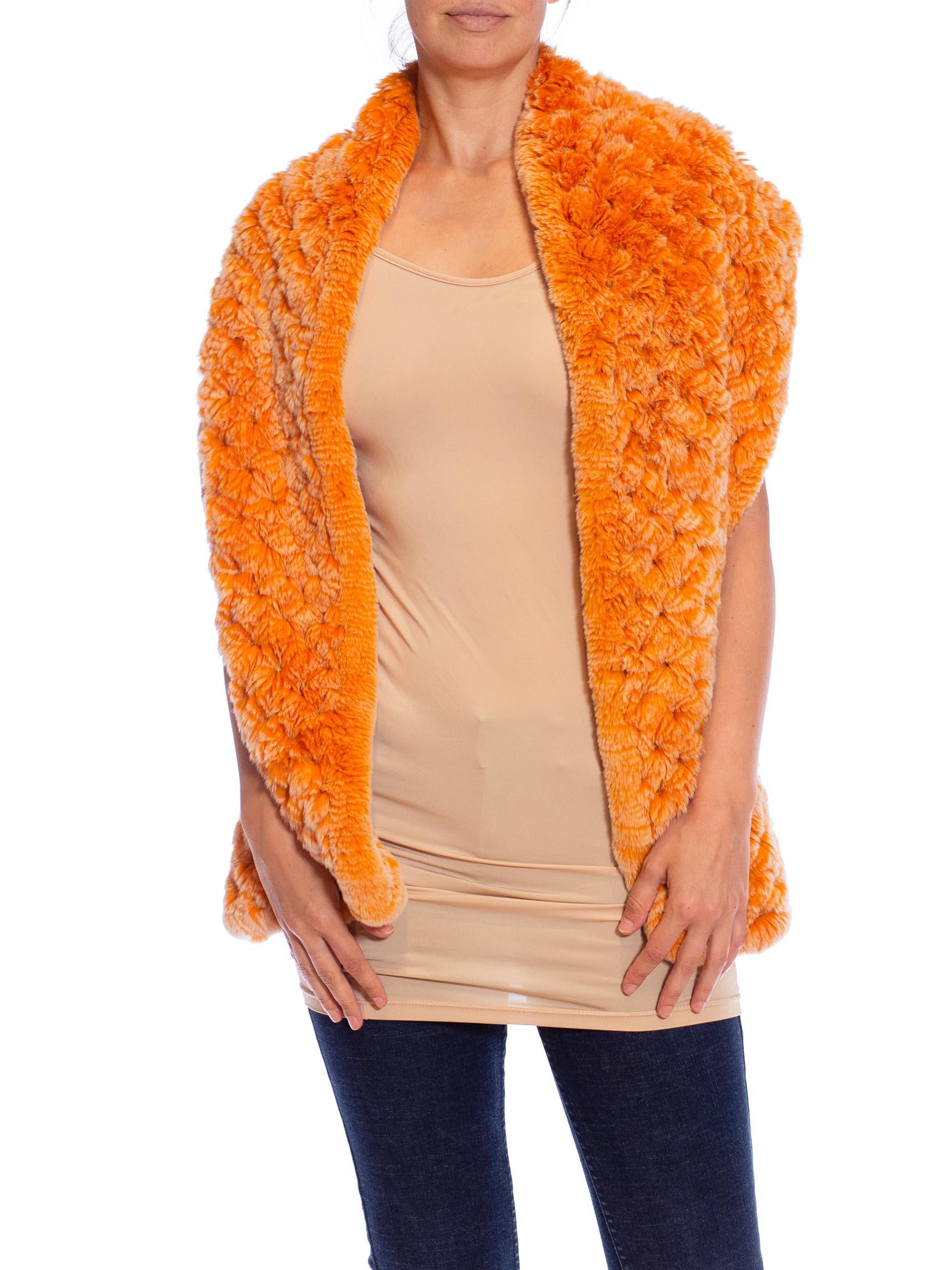 1990S Orange Fox Fur Scarf For Sale 1