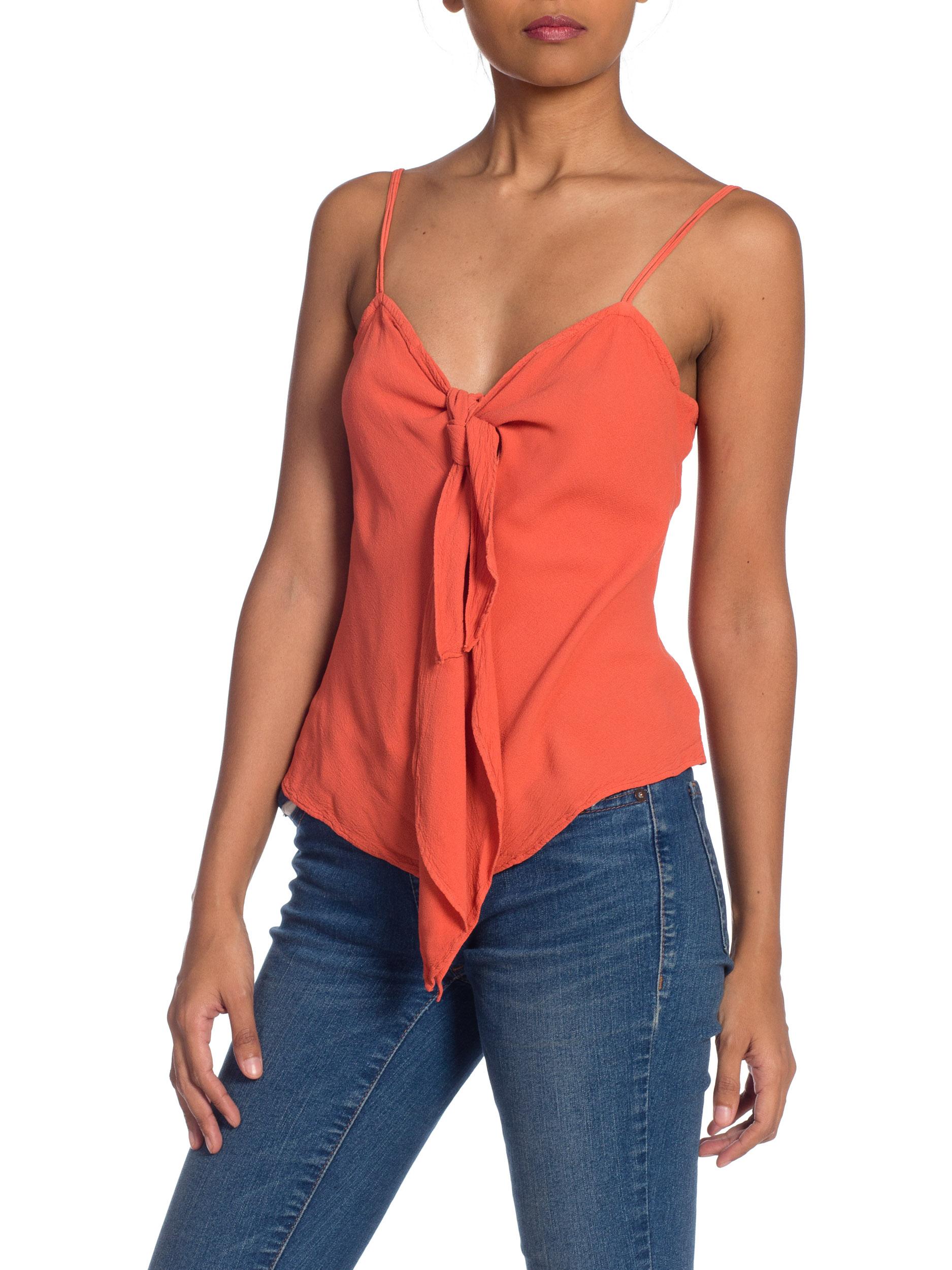 1990s Orange Ghost Rayon Crepe Knot Bow Cami Top 5