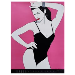 1990s Original Gorgeous Patrick Nagel "Pin Up" Art Poster