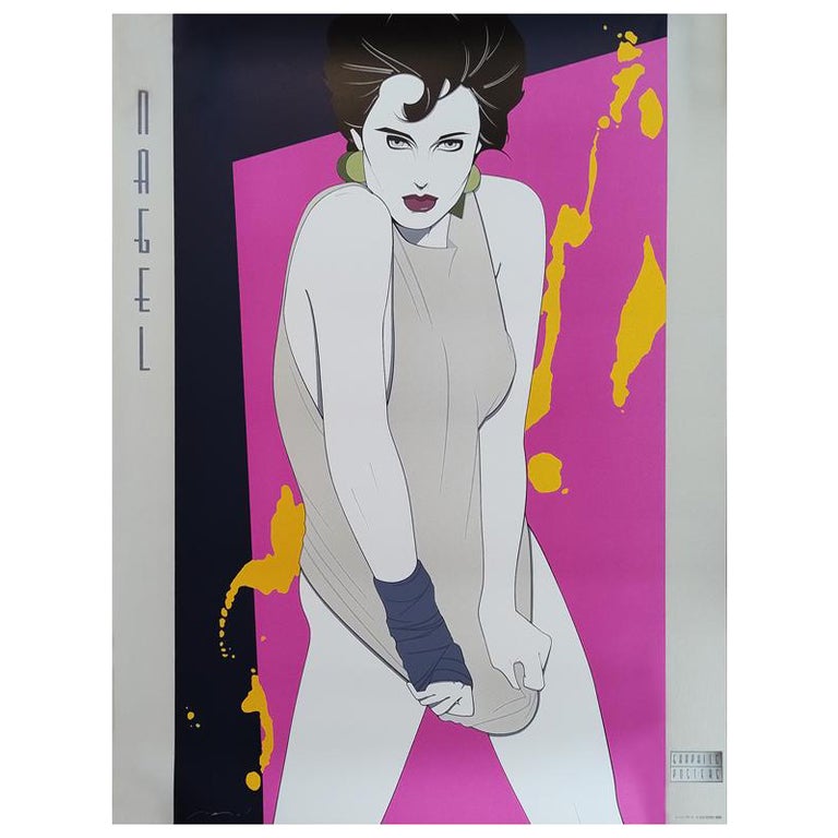 Patrick Nagel Pin Up Art Poster, 1990s, Minimalist Style