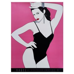 1990s Original Gorgeous Patrick Nagel "Pin Up" Art Poster