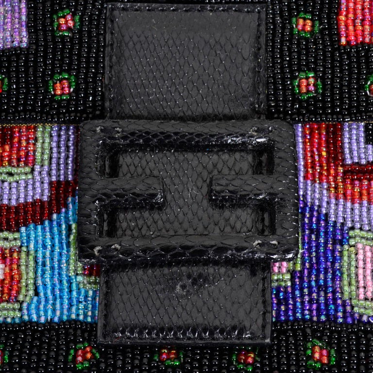 1990s Original It Bag Vintage Fendi Beaded Baguette Snakeskin Handbag