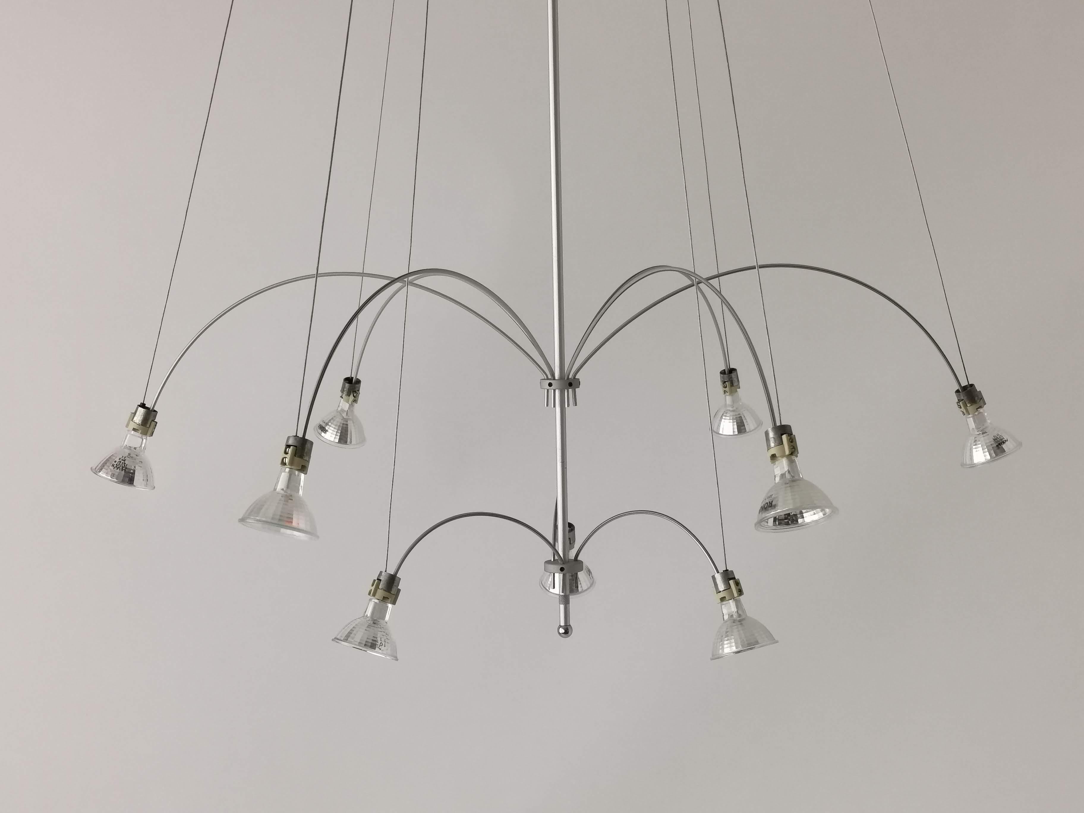 Anodized 1990s 'Orione' Halogen Chandelier, Solzi Luce, Italy