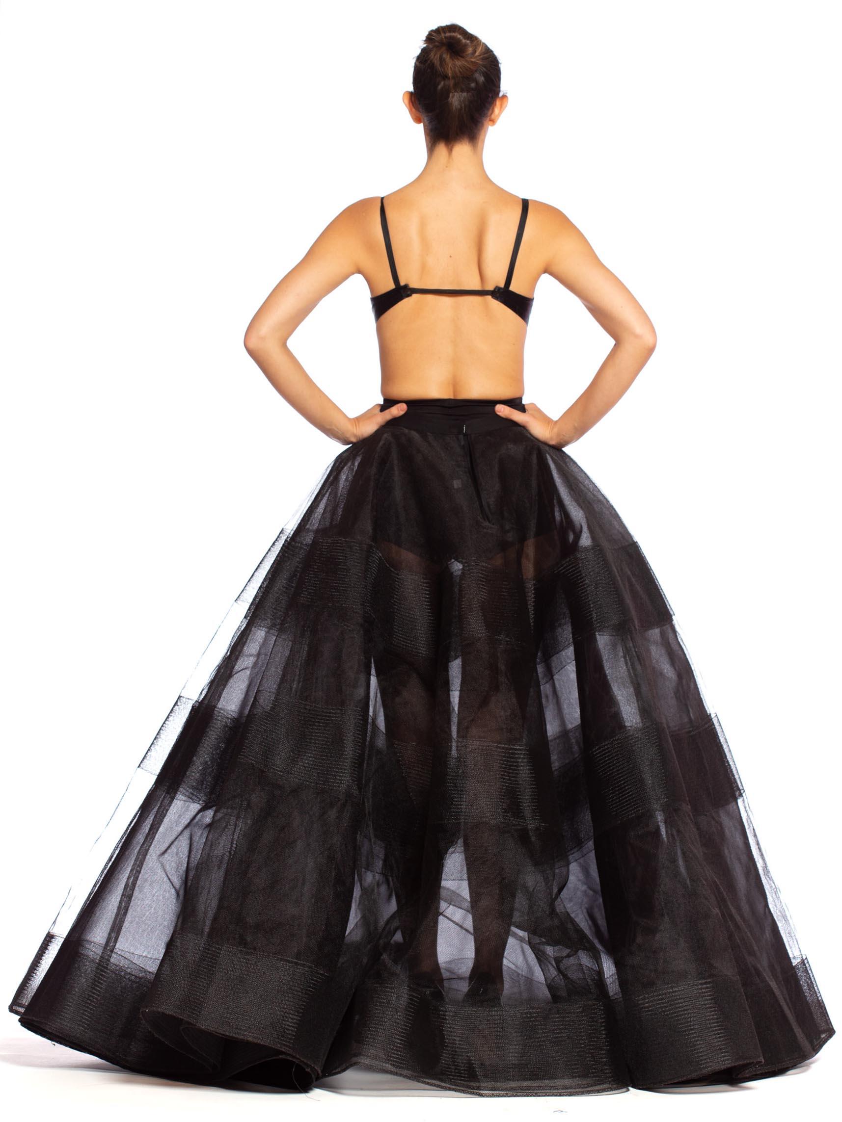 1990'S OSCAR DE LA RENTA Black Nylon Tulle & Horsehair Massive Ball Gown Crinol In Excellent Condition In New York, NY