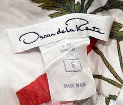 1990s Oscar de la Renta Poppy Print Size 6 Fit & Flare Vintage Cotton 90s Dress