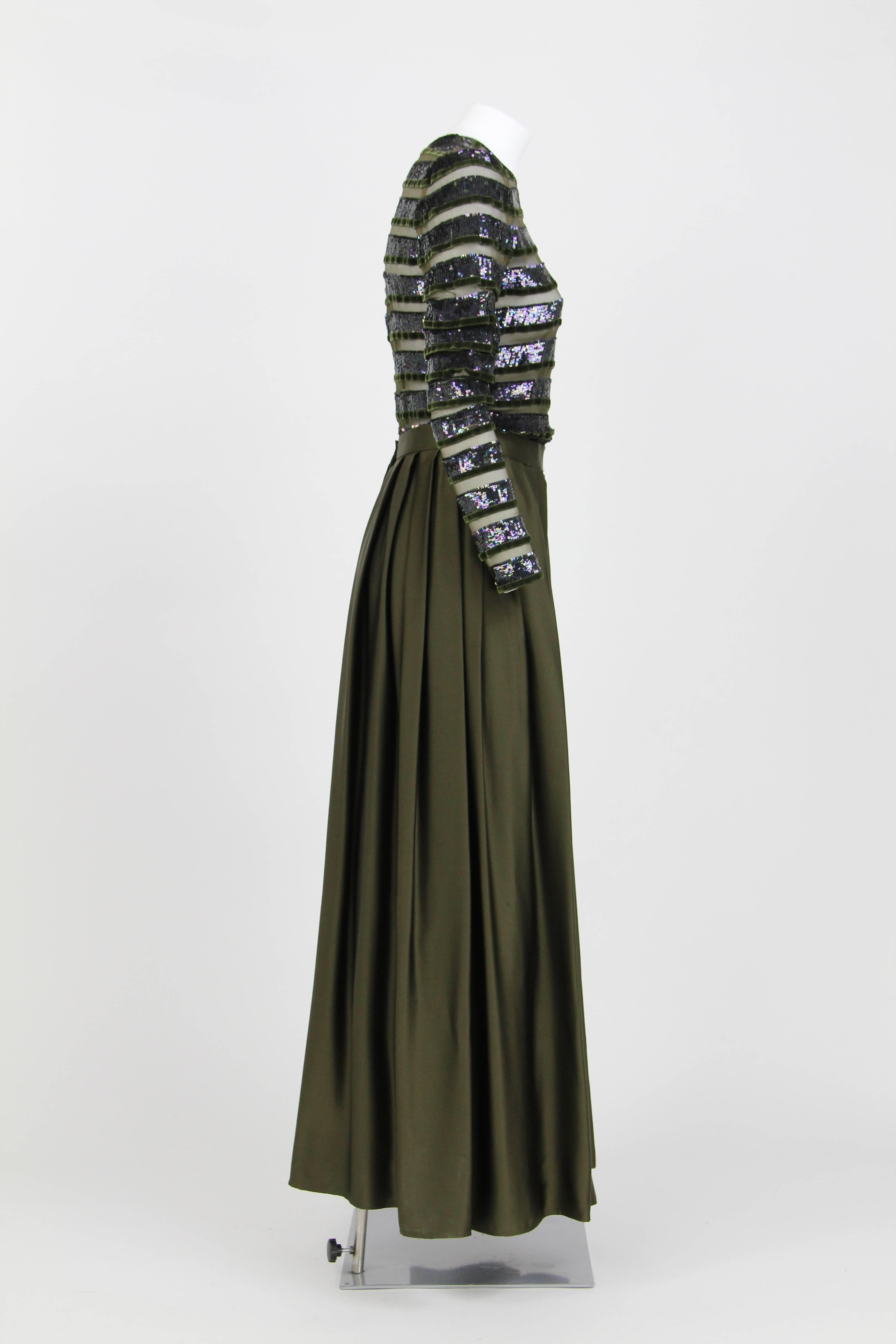 Black 1990s Oscar de la Renta Silk and Sequin Suit