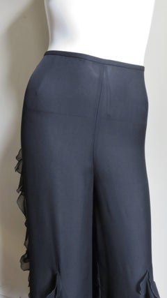 Oscar de la Renta Silk Ruffle Palazzo Pants