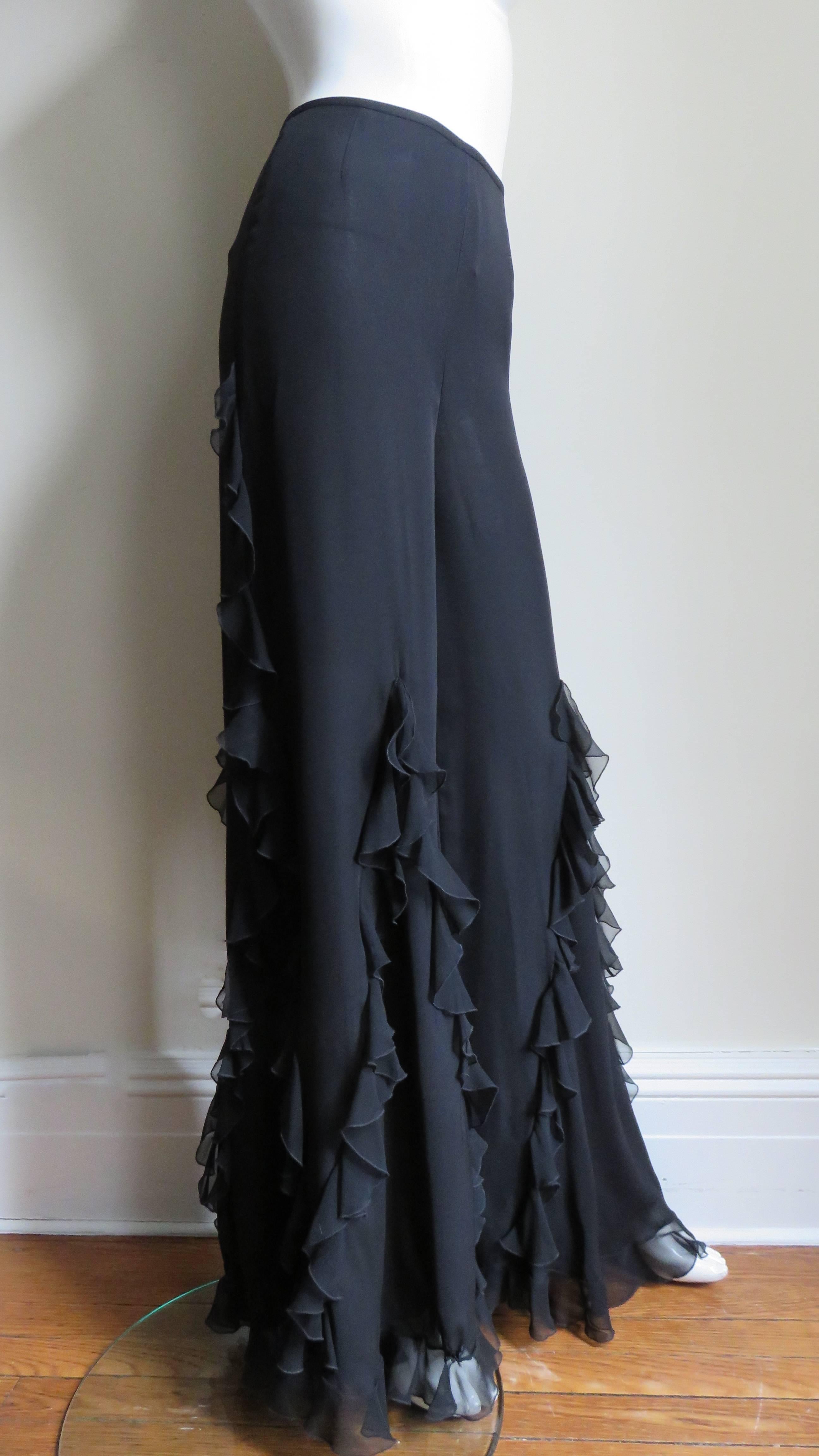 Oscar de la Renta Silk Ruffle Palazzo Pants For Sale at 1stDibs ...