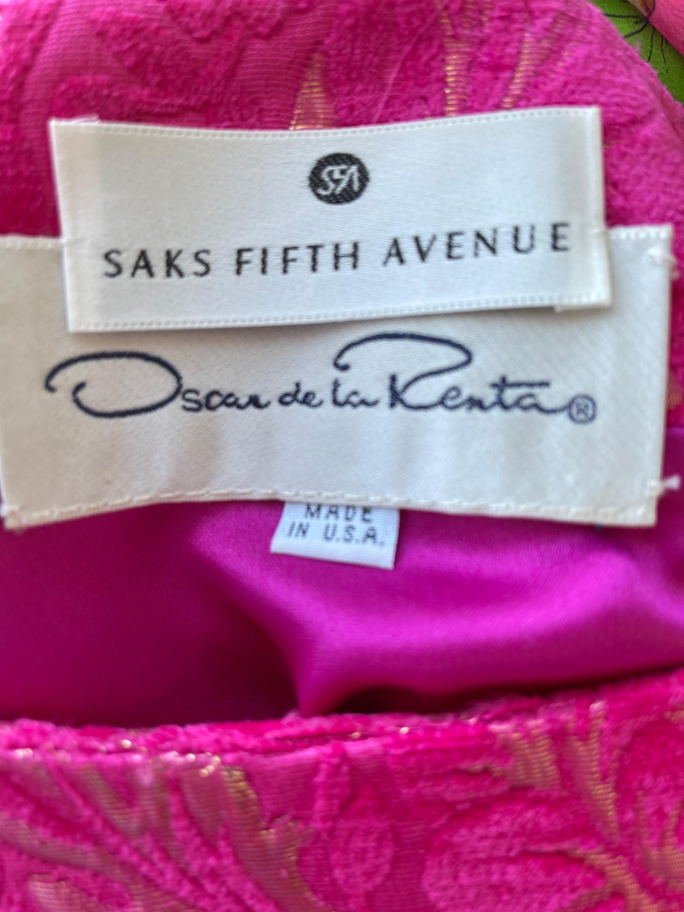 2000s Oscar de la Renta Größe 6 Hot Pink Rose Gold Chenille Vintage Y2K Kleid (Violett) im Angebot