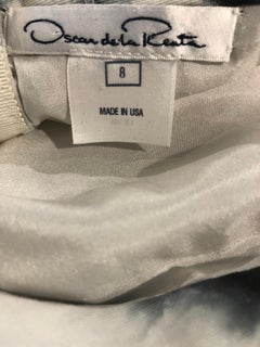 Robe sans manches vintage Oscar de la Renta des années 1990 Taille 8 Bleu + Blanc Tie Dye Vintage des années 90