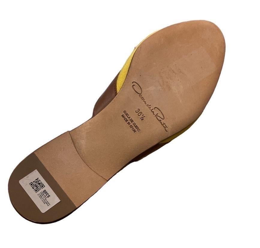 1990S OSCAR DE LA RENTA Yellow & Beaded Floral Pattern Leather Slip On Shoes De For Sale 1