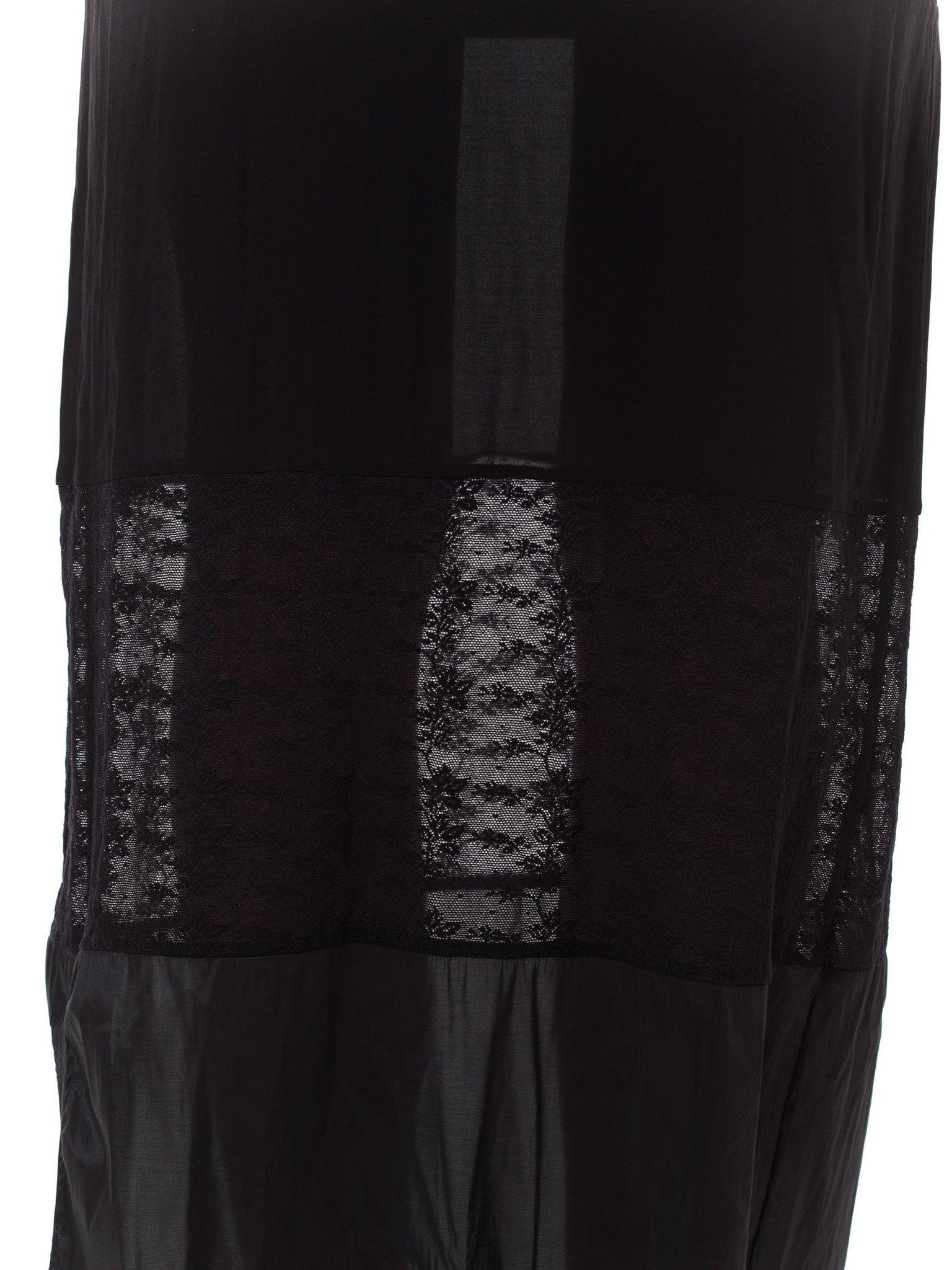 1990S OZBEK Black Sheer Poly/Lycra Minimalist Patchwork Dress 6