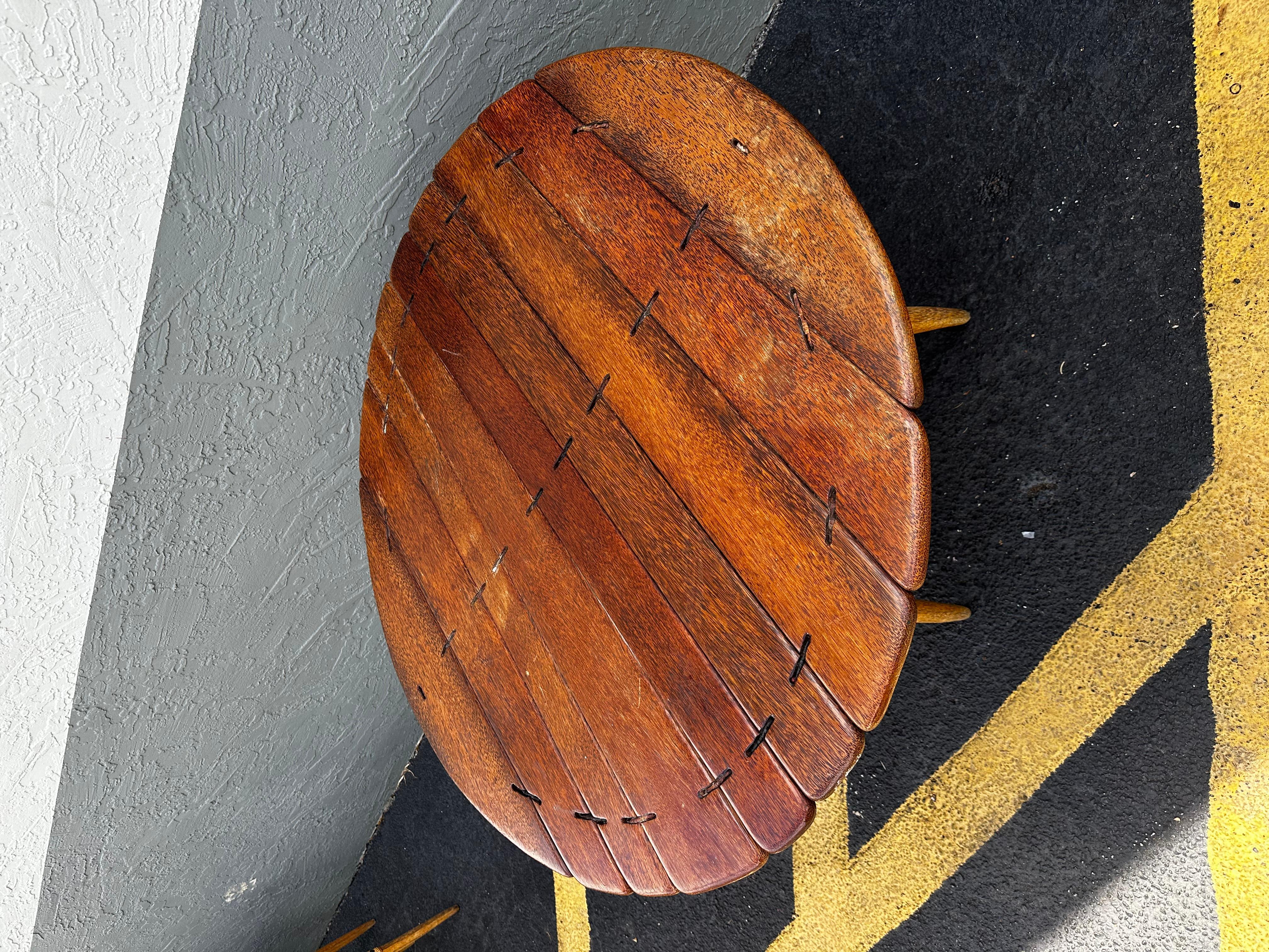 1990s Pacific Green Sculptural Boho Round Dining Table and Leather Cord Chairs For Sale 10