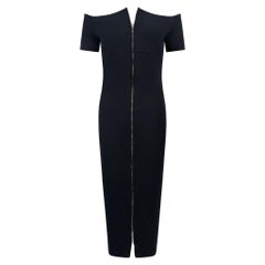 1990s Paco Rabanne Black Backless Cutout Front-Zip Cocktail Dress FR 38
