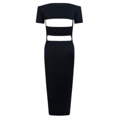 1990s Paco Rabanne Black Backless Cutout Front-Zip Cocktail Dress FR 38
