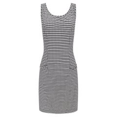 1990s Paco Rabanne Black White Check Print Bodycon Hip Chain Sleeveless Dress