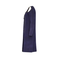 1990s Paco Rabanne Haute Couture Navy Cut-out Coat Dress