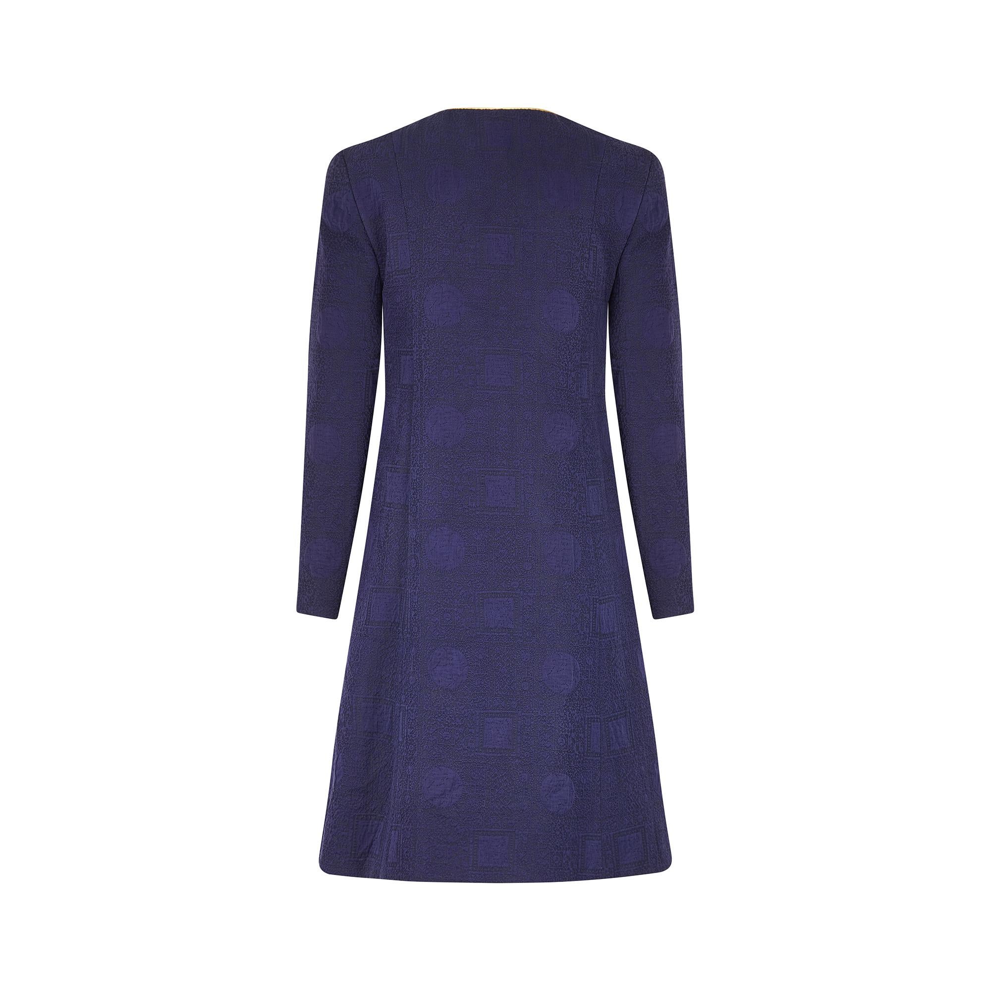 Purple 1990s Paco Rabanne Haute Couture Navy Cut-out Coat Dress For Sale