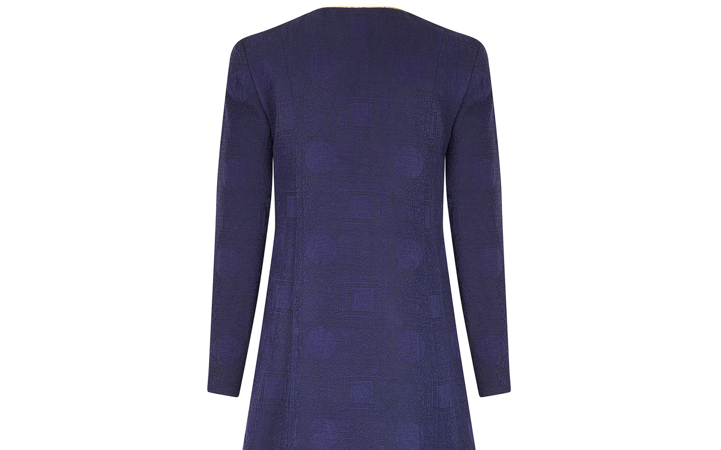 Women's 1990s Paco Rabanne Haute Couture Navy Cut-out Coat Dress For Sale
