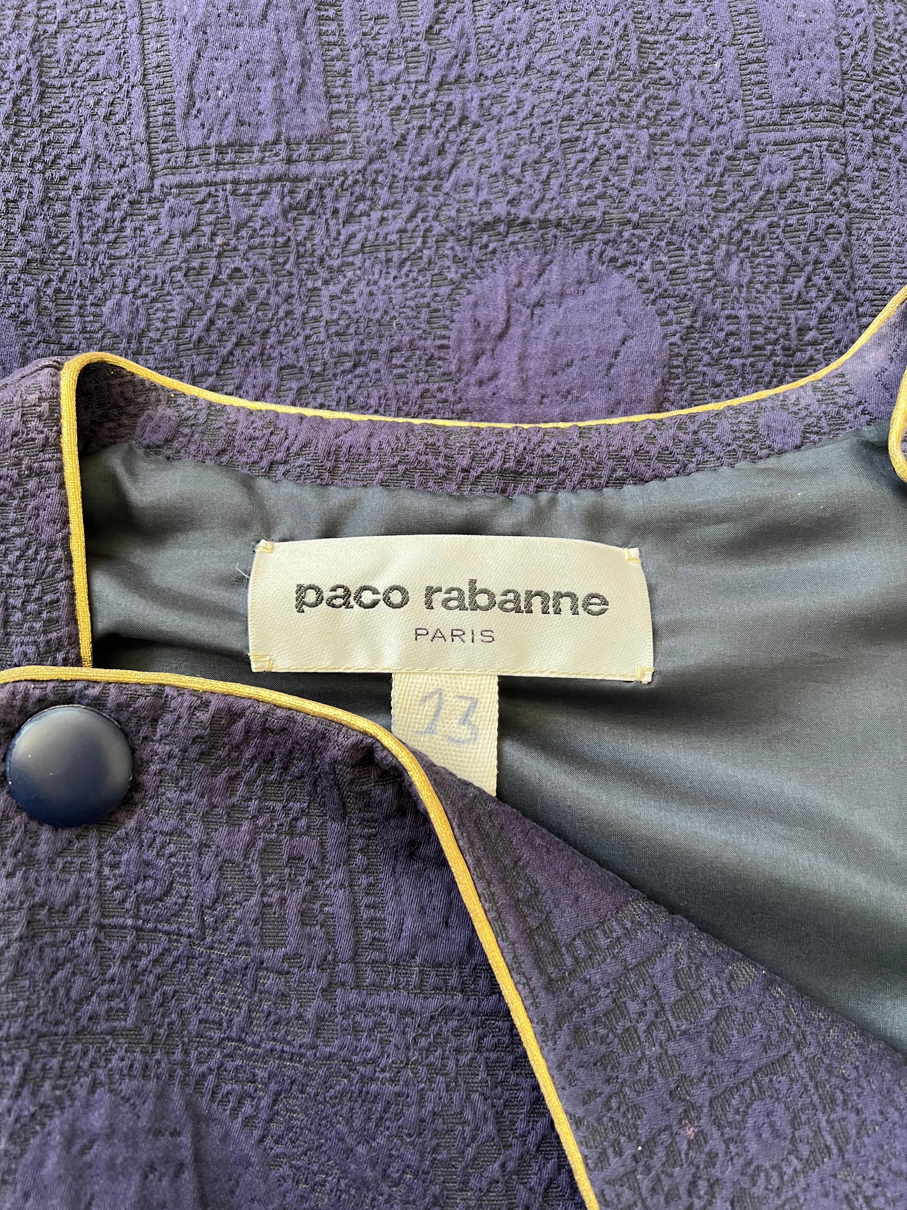 1990s Paco Rabanne Haute Couture Navy Cut-out Coat Dress For Sale 2