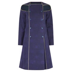 Vintage 1990s Paco Rabanne Haute Couture Navy Cut-out Coat Dress