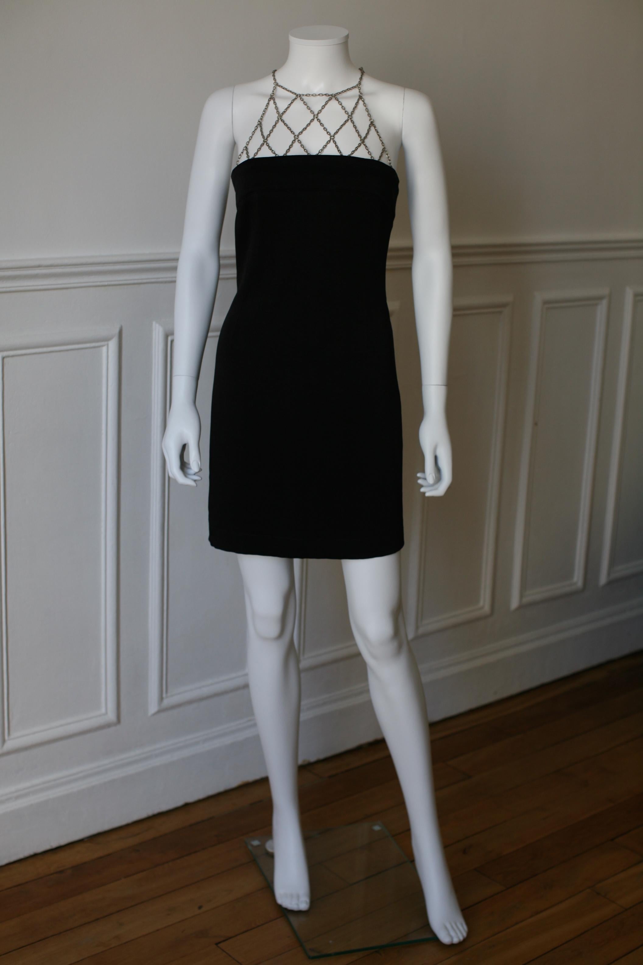 Women's 1990's Paco Rabanne Party Dress Metal Chains Small Size