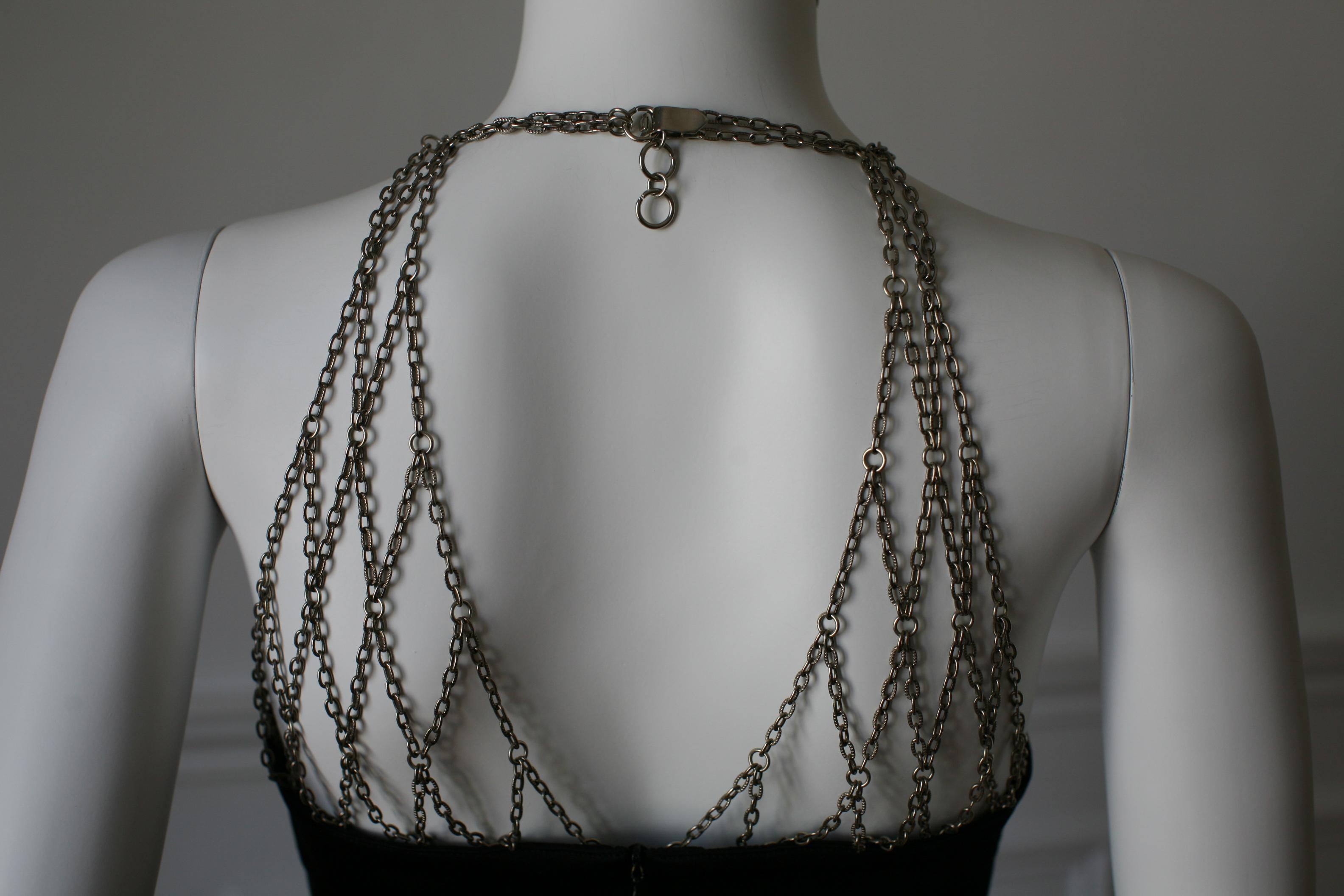 1990's Paco Rabanne Party Dress Metal Chains Small Size 4