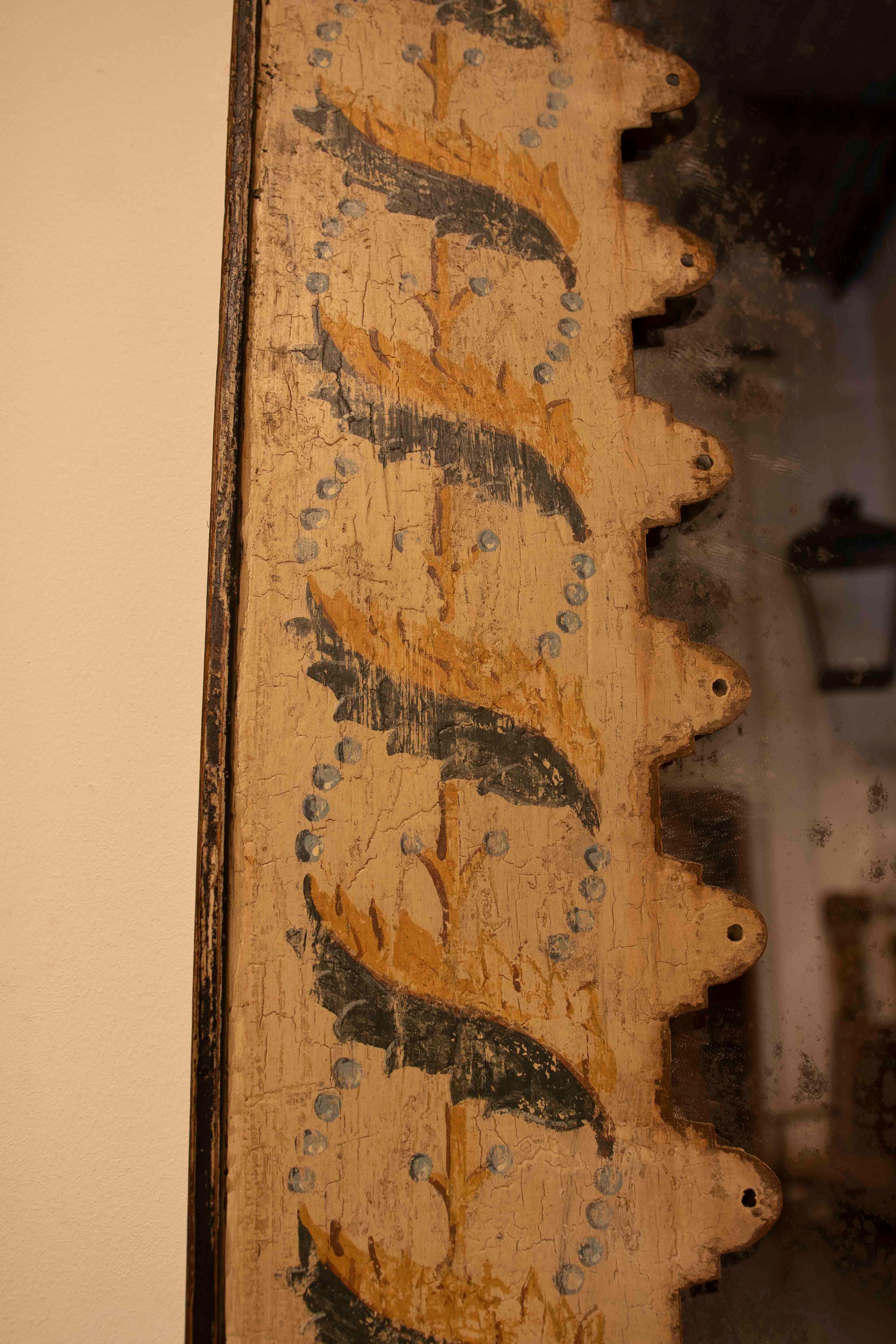 20th Century 1990s Pair of Antique Mirrors with Hand-Painted Frames and Aged Finish For Sale