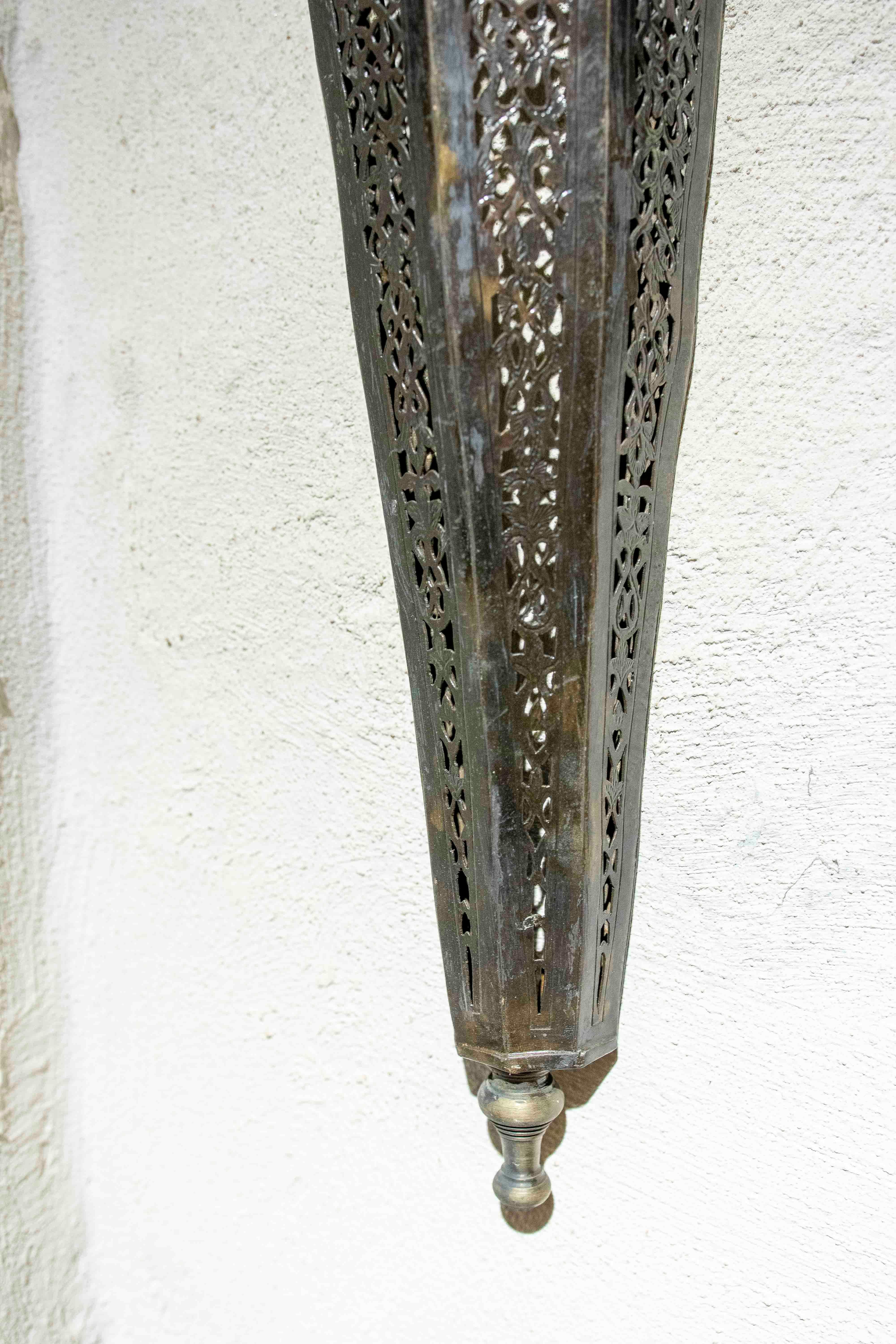 1990s Pair of Arabian Style Wall Sconces in Openwork Metal For Sale 8