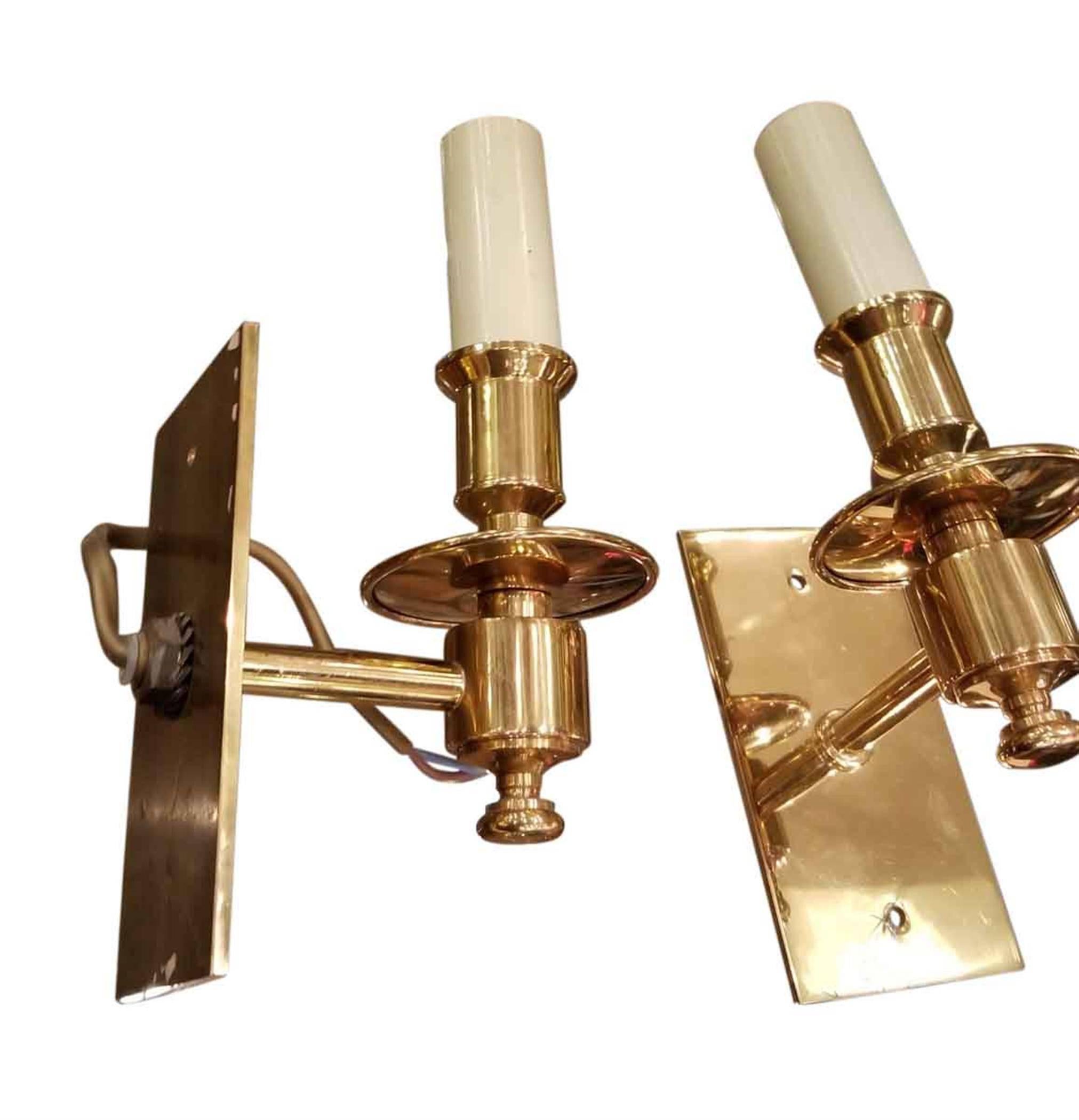 American 1990s Pair of Brass One Arm Candle Sconces