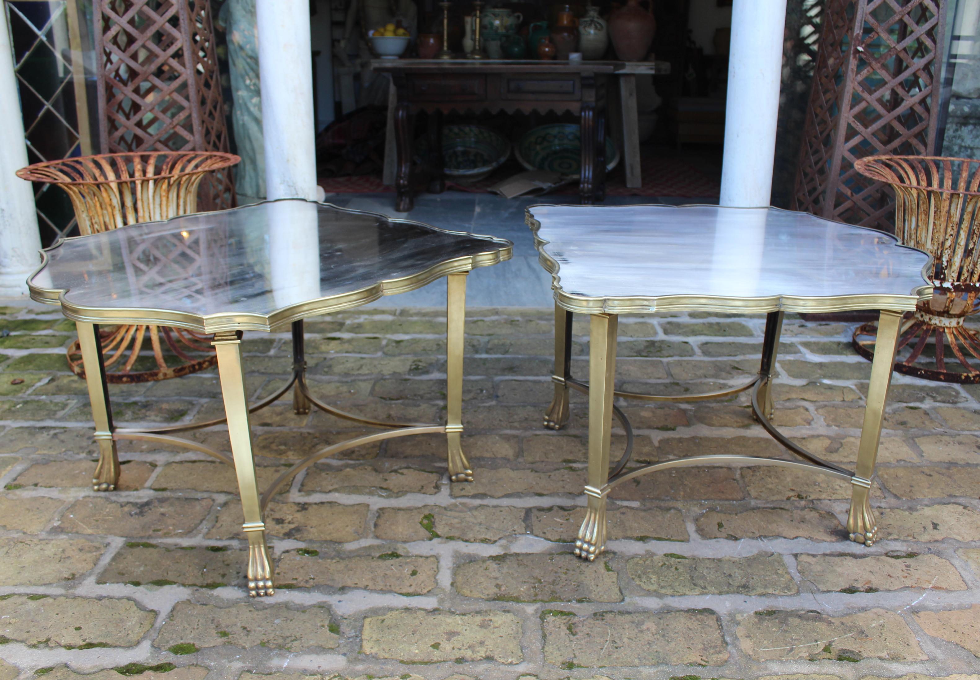Italian 1990s, Pair of Brass Side Tables For Sale
