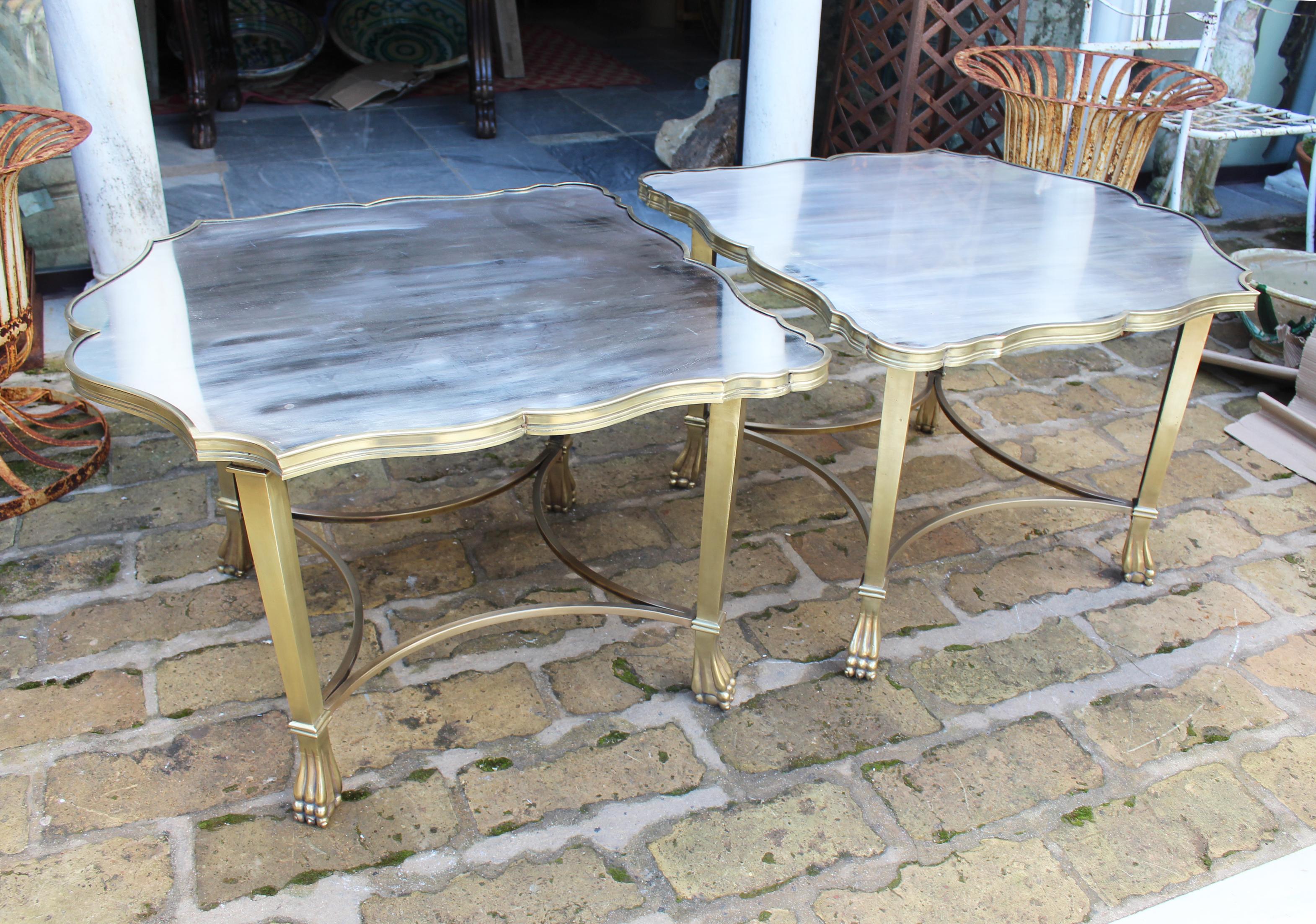 1990s, Pair of Brass Side Tables In Excellent Condition For Sale In Marbella, ES