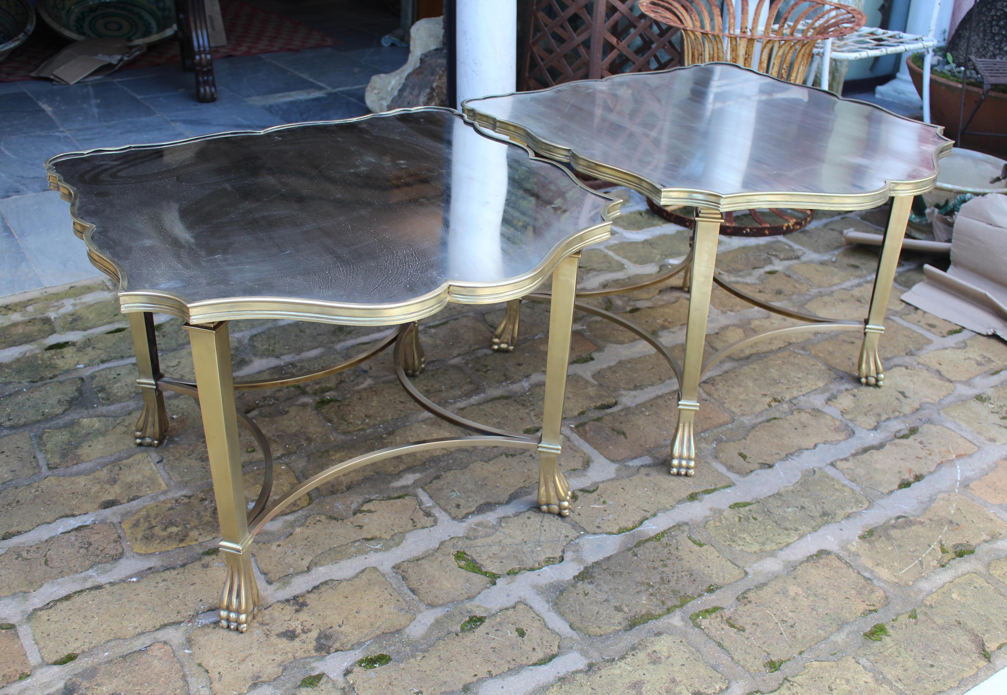 1990s, Pair of Brass Side Tables For Sale 1