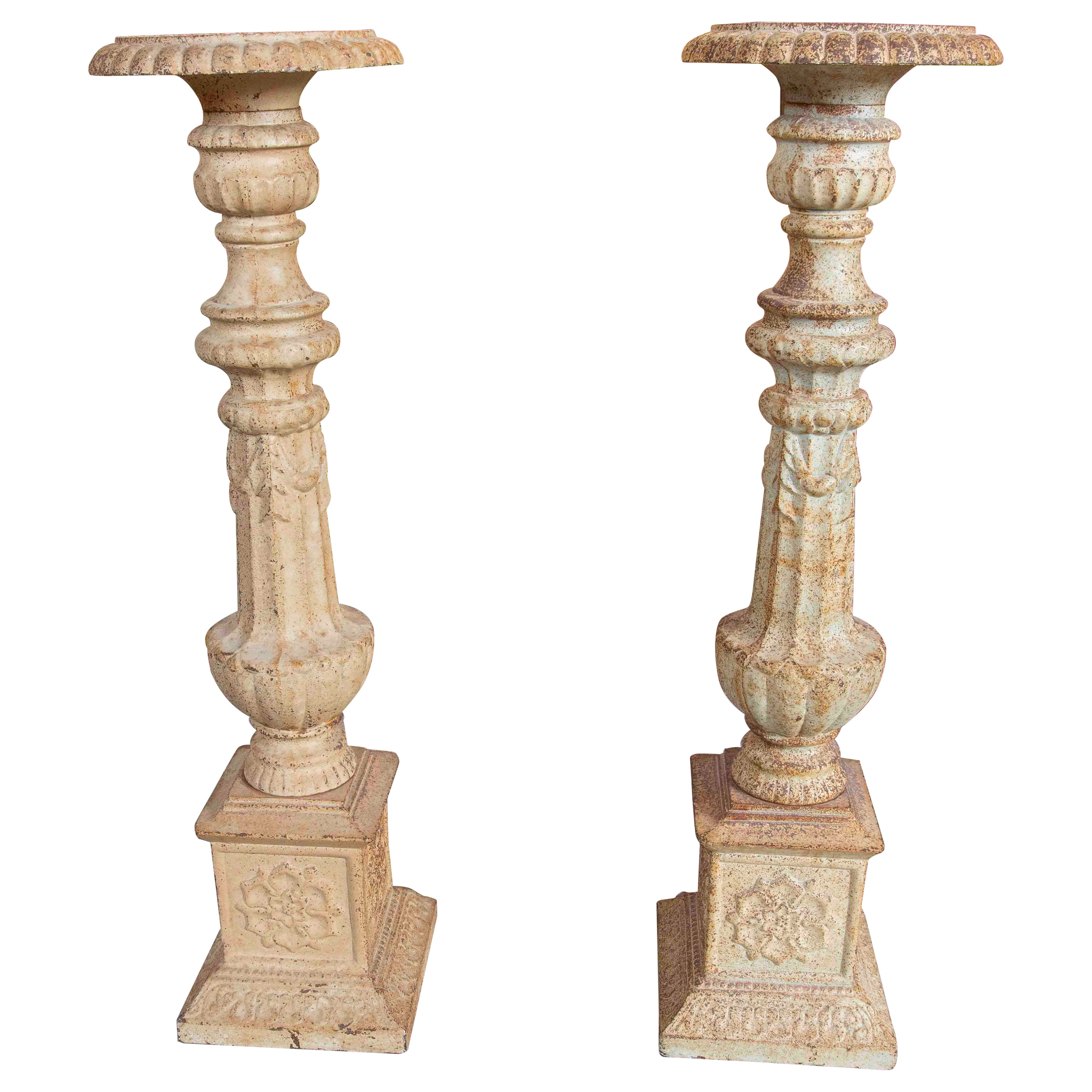 1990s Pair of Cast Iron Axemen with Antique Patina