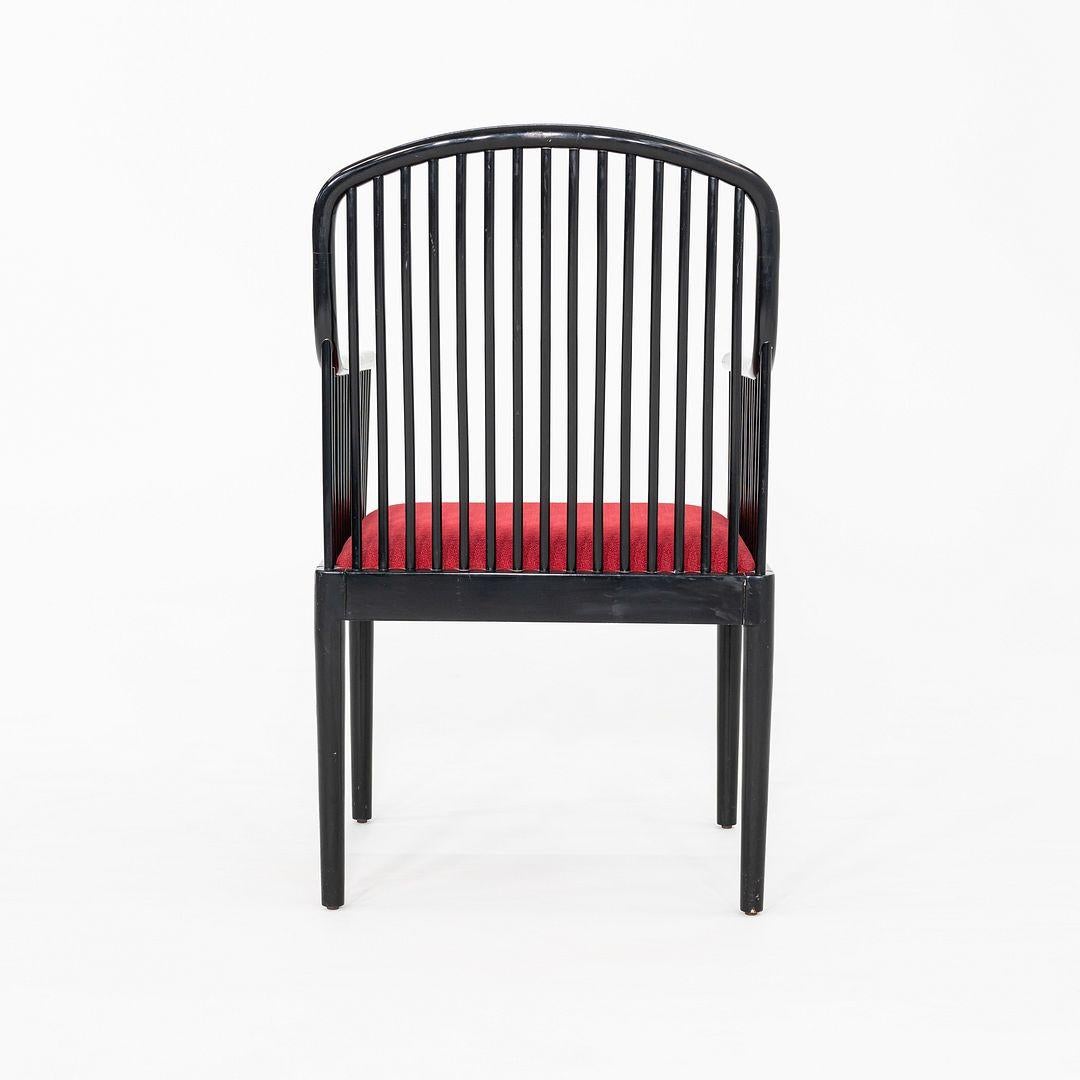 1990s Pair of Davis Allen Exeter Dining Chairs in Black with Red Fabric en vente 3