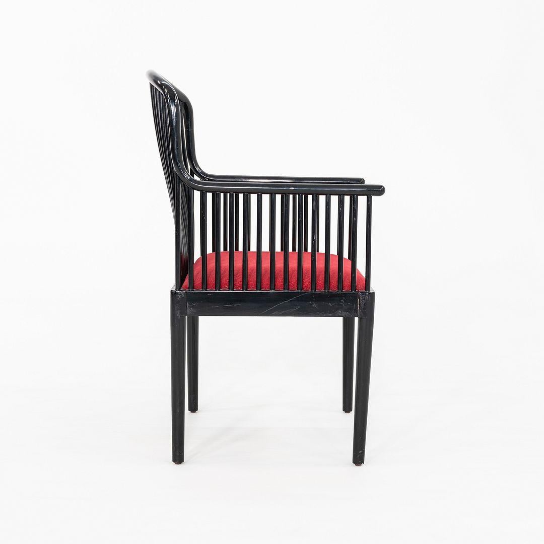 1990s Pair of Davis Allen Exeter Dining Chairs in Black with Red Fabric en vente 4