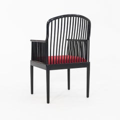 1990s Pair of Davis Allen Exeter Dining Chairs in Black with Red Fabric
