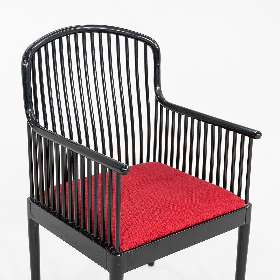 1990s Pair of Davis Allen Exeter Dining Chairs in Black with Red Fabric en vente 1
