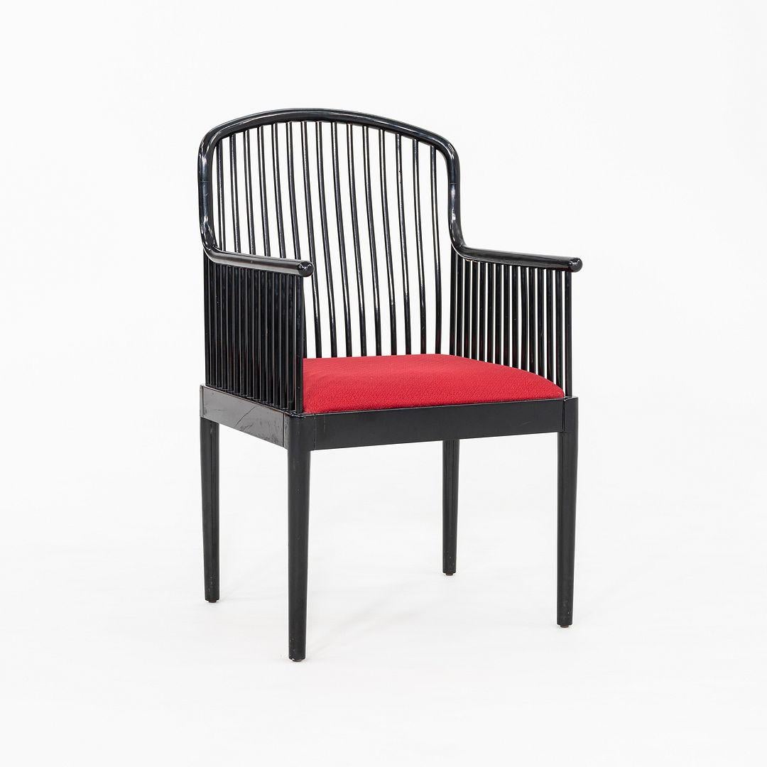 1990s Pair of Davis Allen Exeter Dining Chairs in Black with Red Fabric en vente 2