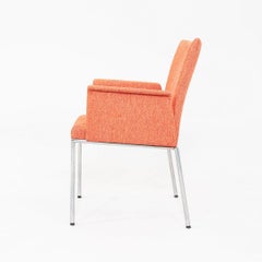 1990s Pair of Davis Orange Fabric Dining Arm Chairs with Chrome Legs